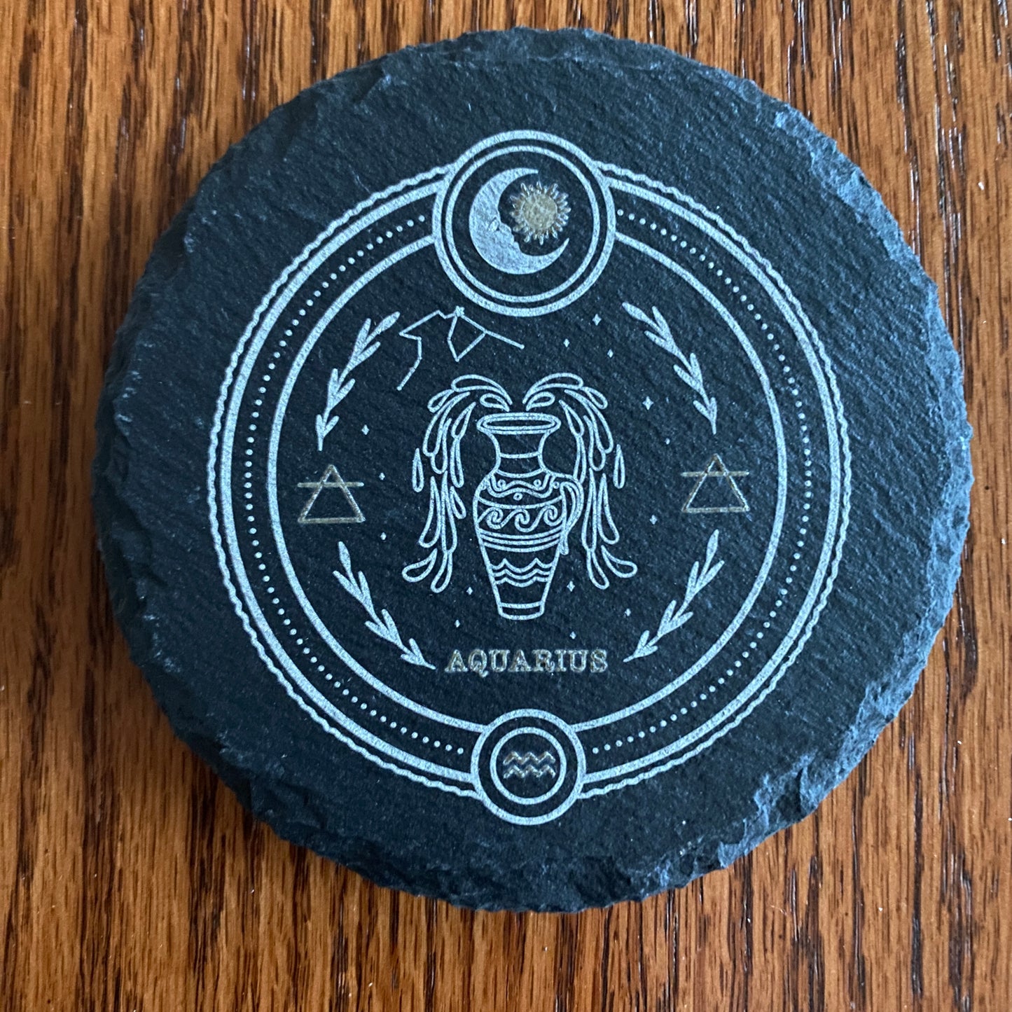 Zodiac Coaster - Laser-Engraved Slate