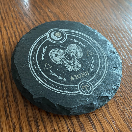 Zodiac Coaster - Laser-Engraved Slate