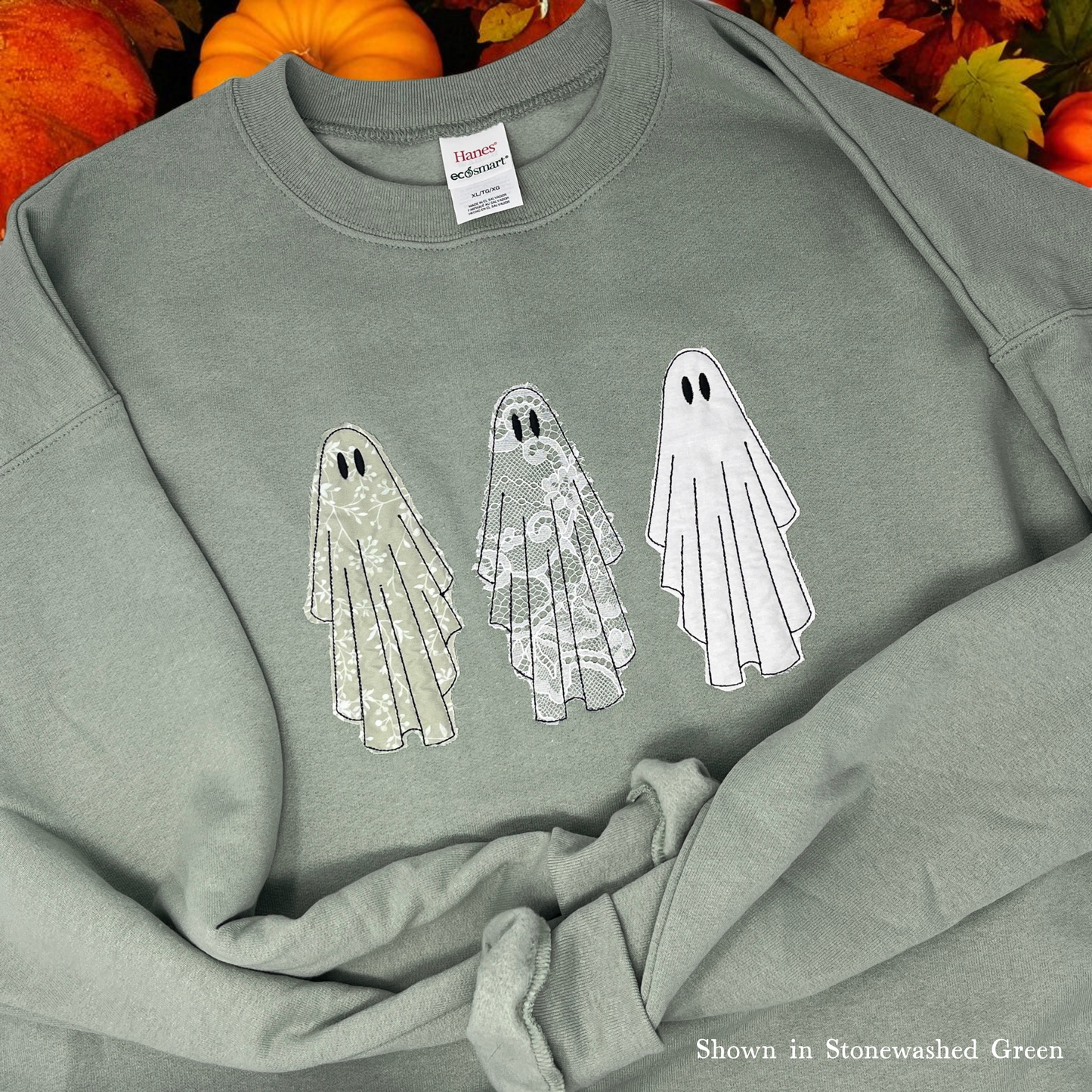 Lace Ghost Applique Crewneck Sweatshirt