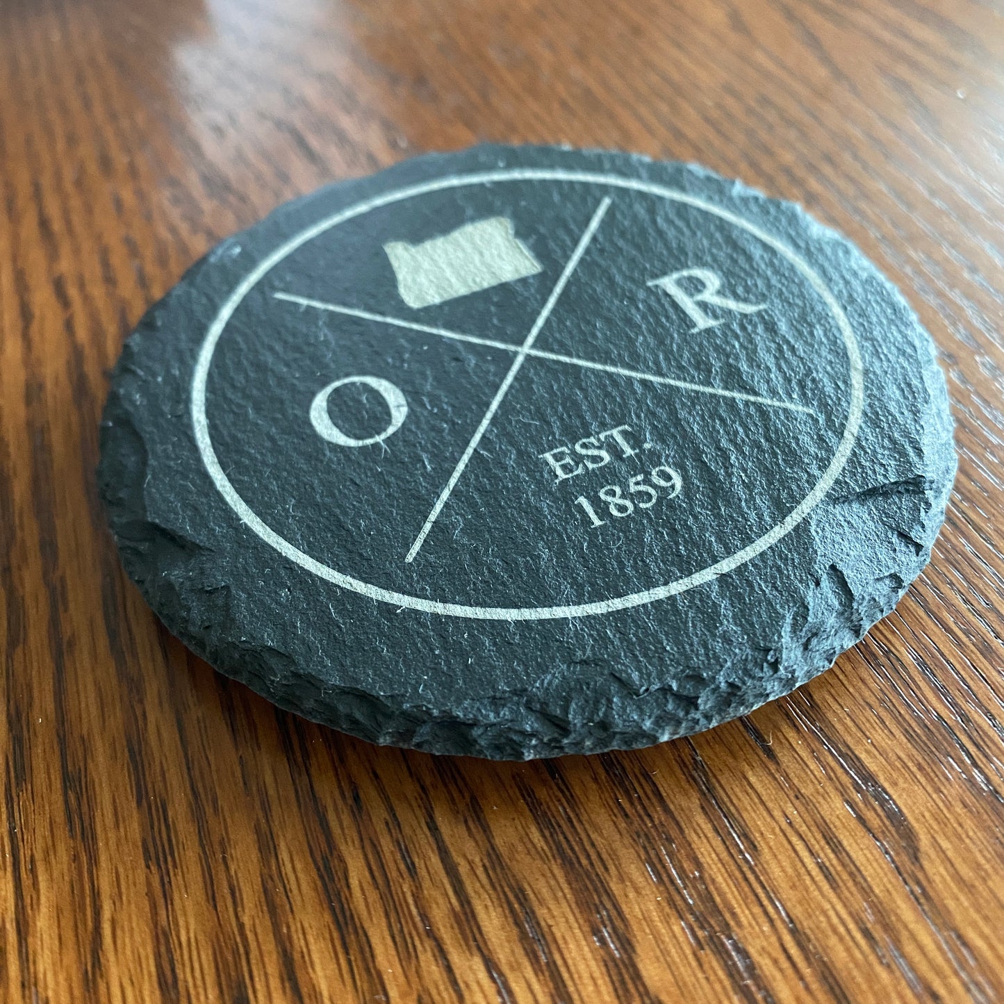 State Stamp Coaster - Laser-Engraved Slate