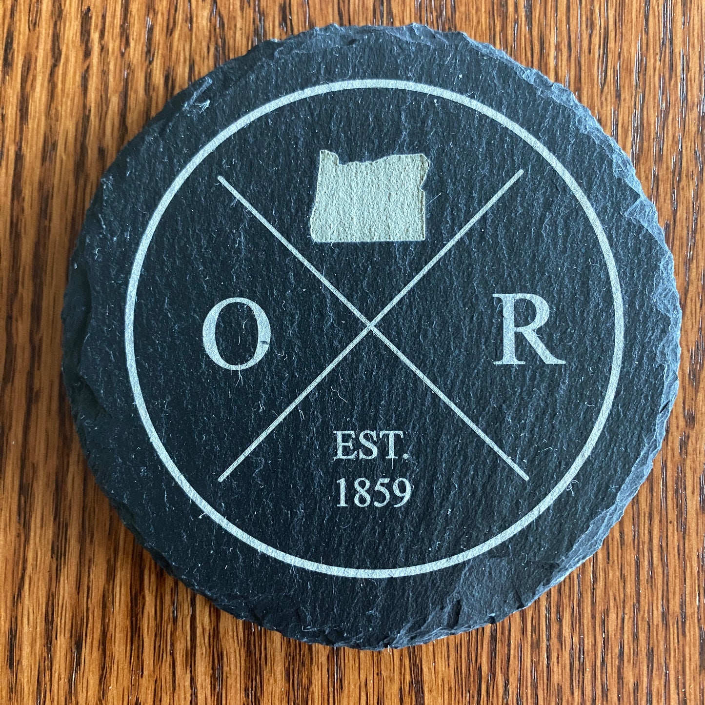 State Stamp Coaster - Laser-Engraved Slate