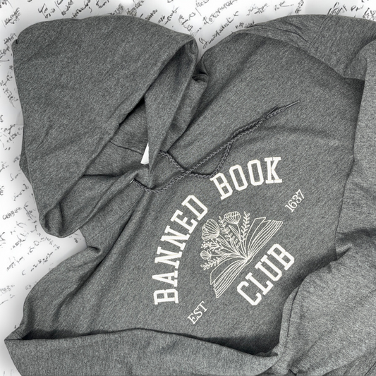 Banned Book Club Hooded Sweatshirt in Charcoal Heather